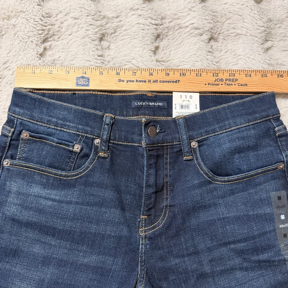 Lucky Brand 110 Slim‎ Jeans Men's 30x32 Dark Wash Denim Blue NWT $99